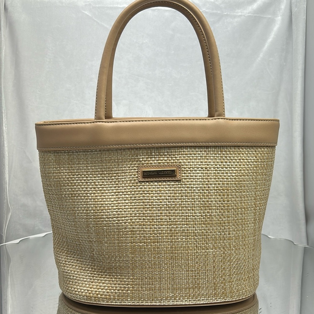 Rudolph Valentino Straw mini tote bag